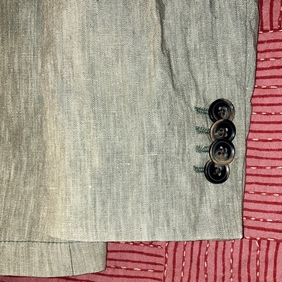 Linen men’s blazer heathered light green / gray - Picture 2 of 16